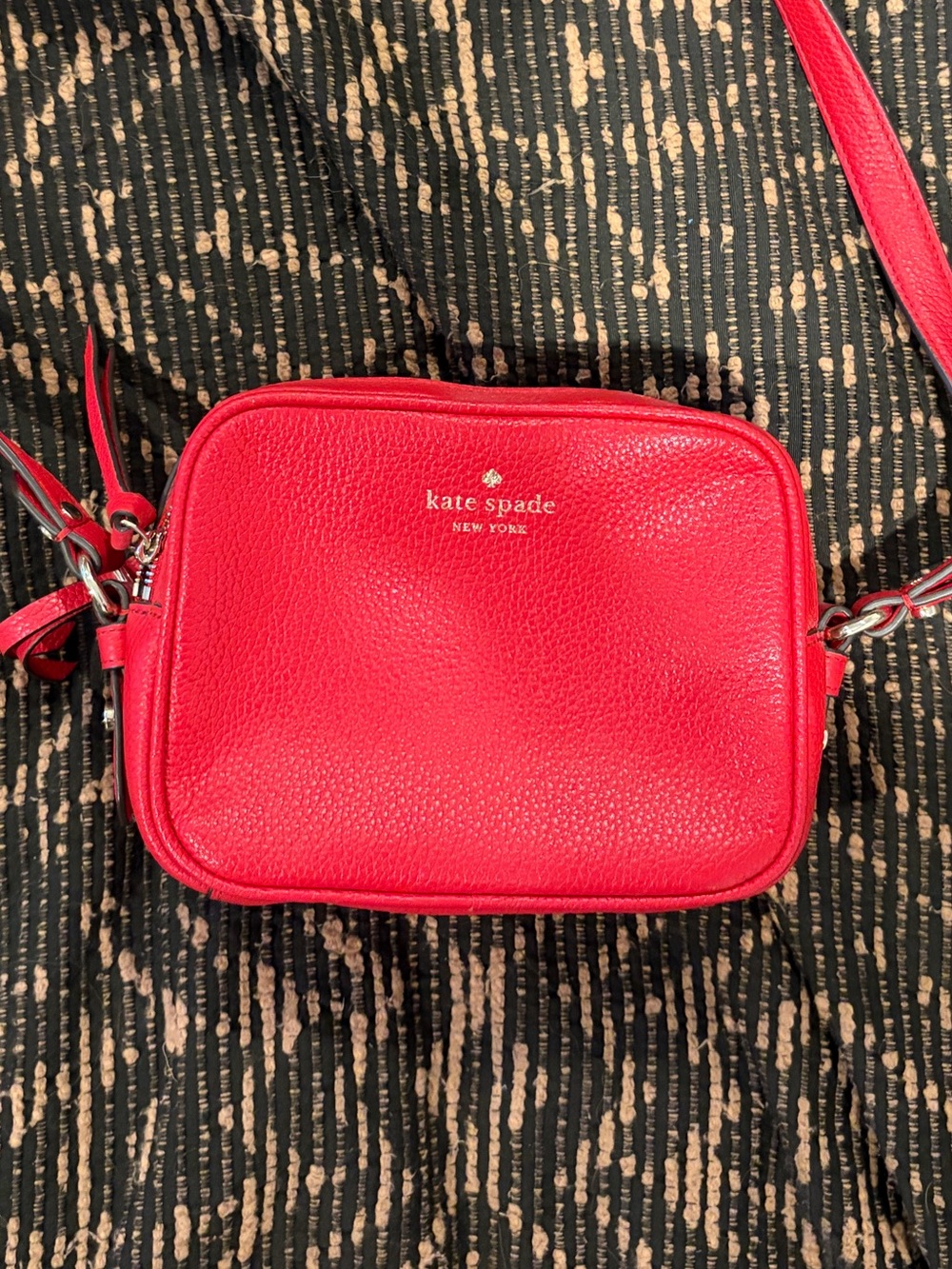 kate spade red pebbled leather crossbody camera bag